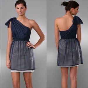 Thred Social one shoulder navy mini dress S